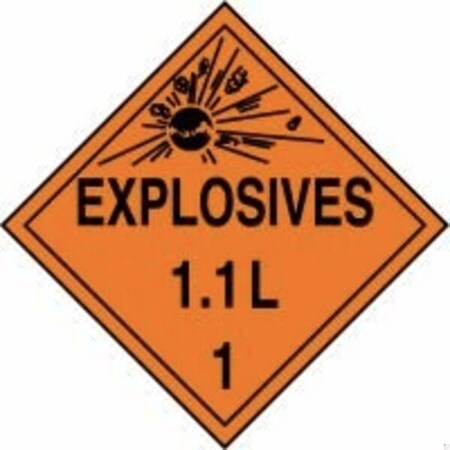 Accuform DOT PLACARD HAZARD CLASS 1 MPL19CT100 MPL19CT100